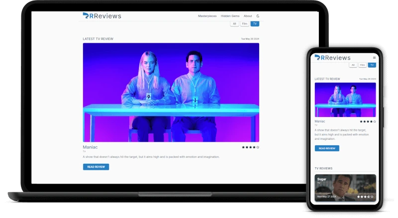 laptop and mobile phone mockup showing rigney reviews website